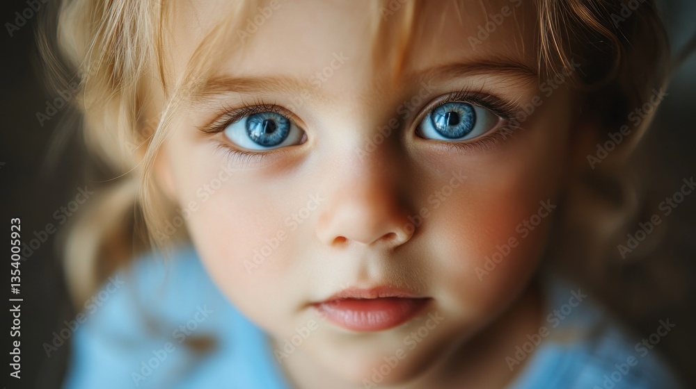 Innocence Captured: A Close-Up Portrait of a Child with Striking Blue Eyes Innocence Captured: A Close-Up Portrait of a Child with Striking Blue Eyes