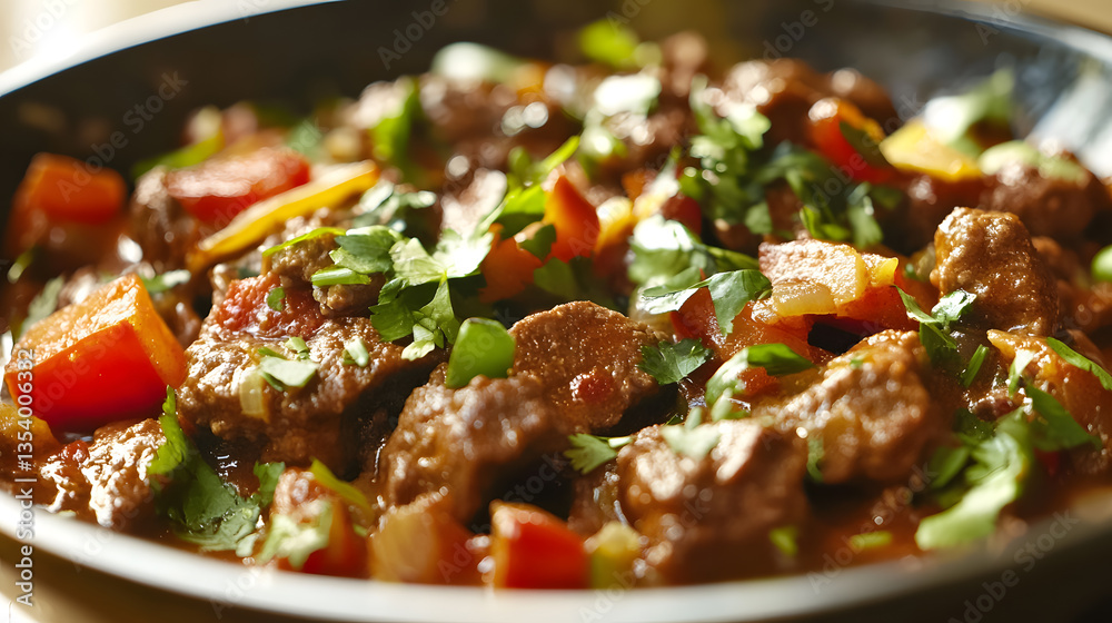 Close-up of beef stew with colorful vegetables Close-up of beef stew with colorful vegetables