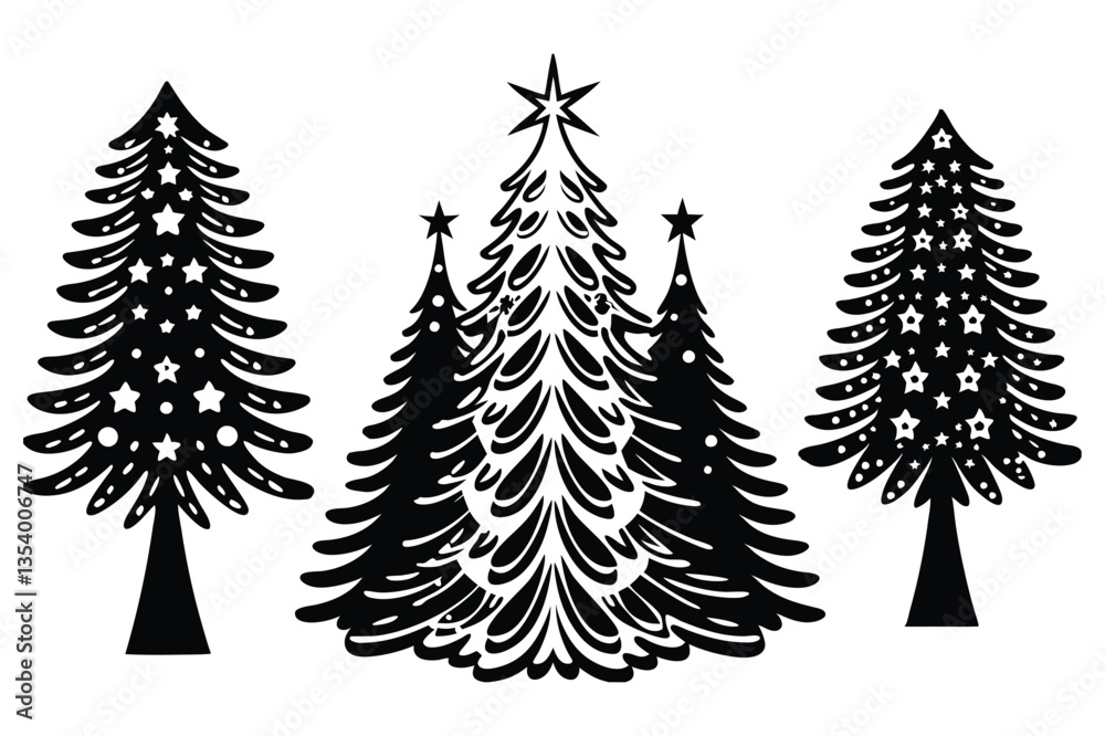 Fototapeta premium set of christmas trees vector on white background