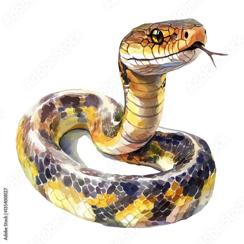 watercolor vector of Snake, isolated on a white background.