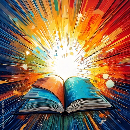 open book with glowing lights