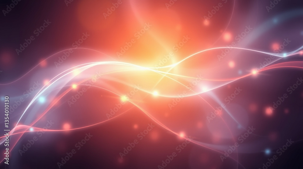 Flowing Light Waves in Blurred Background with Warm Color Gradients Flowing Light Waves in Blurred Background with Warm Color Gradients