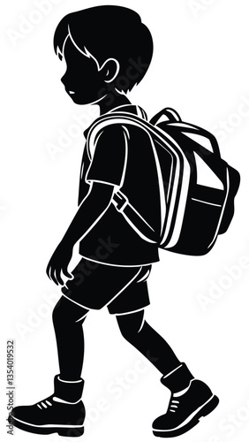 Silhouette back to school boy student black color only