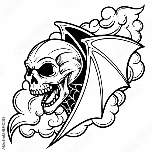 Illustration of a man lifting weights in the gym, showcasing strength and fitness with dumbbells and barbell equipment  Skull Vectors & Illustrations