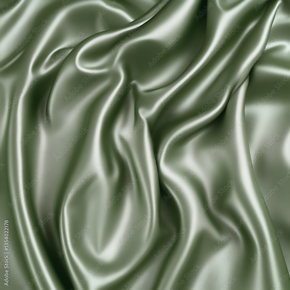 Obraz premium Draped olive green satin fabric texture