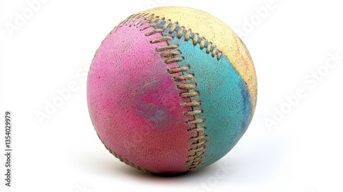 Wallpaper Mural Colorful Ball with Stitching on Isolated White Background Torontodigital.ca