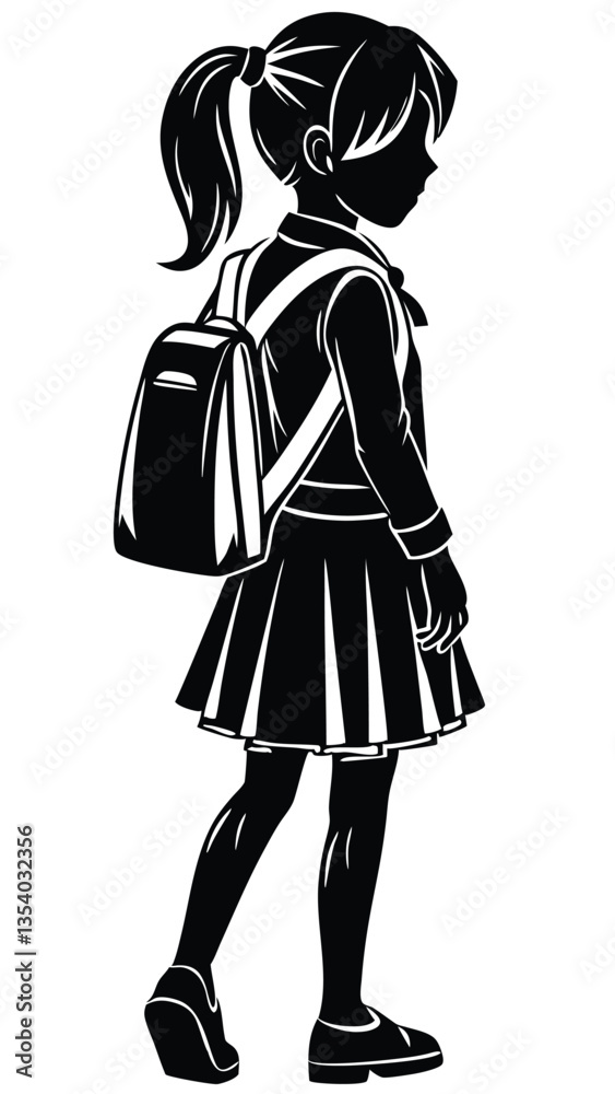 Back to School Silhouette Vector of Students and School Supplies Back to School Silhouette Vector of Students and School Supplies