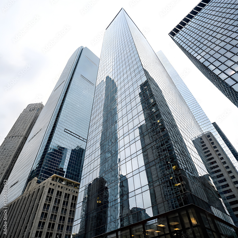 Obraz premium Reflective skyscrapers business building