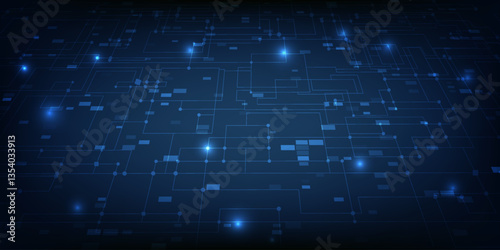 Vector illustration of digital circuit network technology perspective background.Design for game graphic and advertising artwork.