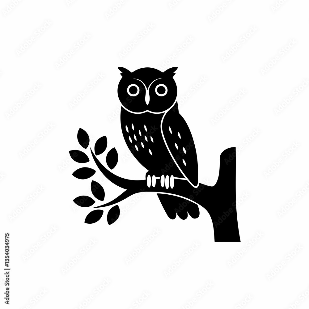creative details Owl Perched on a Tree Icon vector illustration creative details Owl Perched on a Tree Icon vector illustration