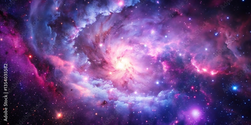Vibrant Galactic Clouds with Distant Stars, Space photography Vibrant Galactic Clouds with Distant Stars, Space photography