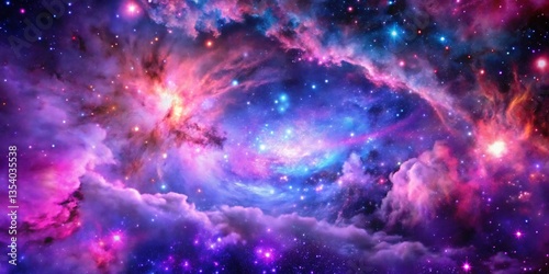 Vibrant Galactic Clouds with Distant Stars, Space photography