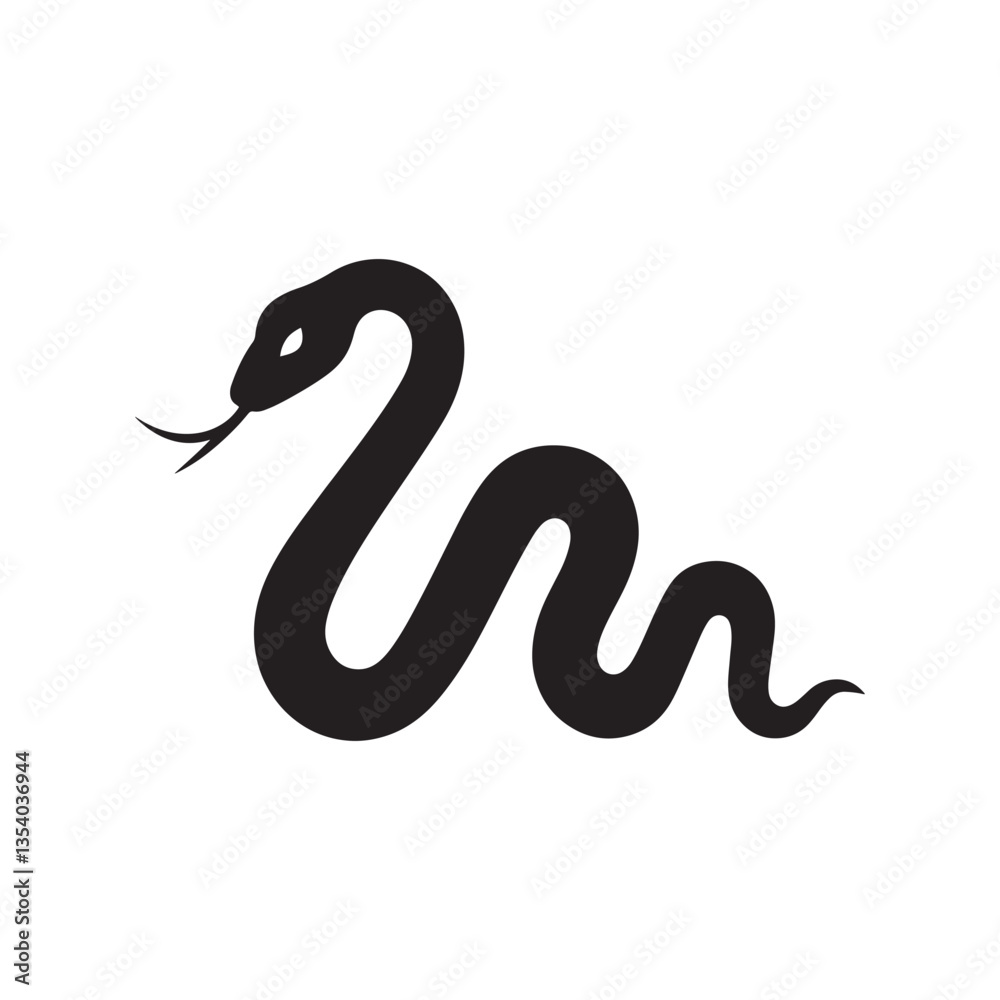 Snake Silhouette Vector Icon – Minimalist Wavy Serpent Design Snake Silhouette Vector Icon – Minimalist Wavy Serpent Design