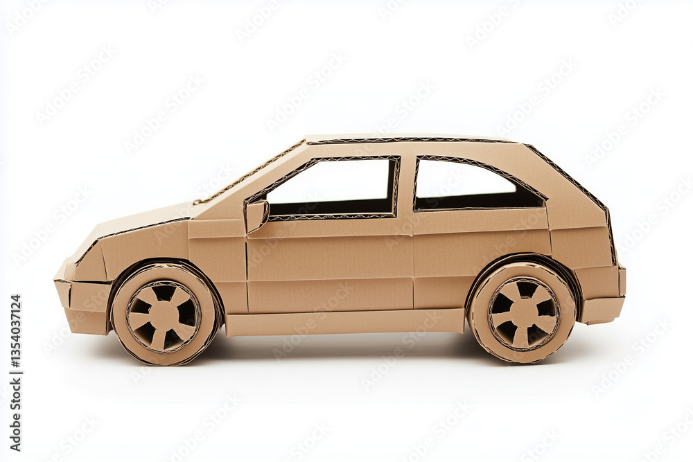 A car made of cardboard isolated on a white background... A car made of cardboard isolated on a white background...