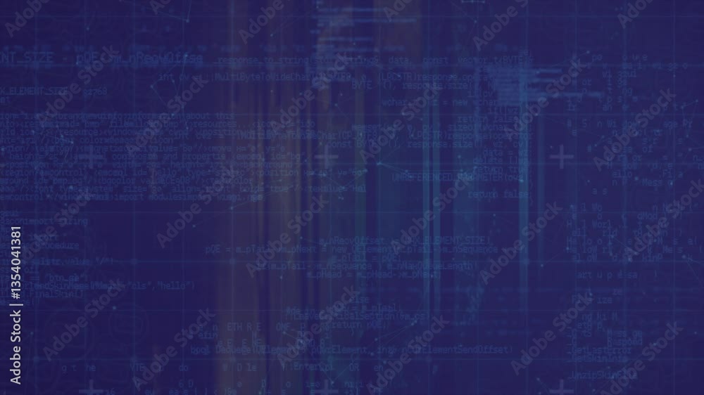 Digital code and data processing animation over blue abstract background Digital code and data processing animation over blue abstract background