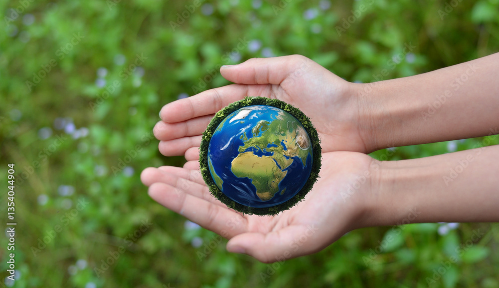 Earth World day. The concept of net zero and the natural environment Carbon Neutral Long-term Emission Strategy Climate Neutral Sustainability Goals Green Ball in the Grasp of the Net Zero Emission Earth World day. The concept of net zero and the natural environment Carbon Neutral Long-term Emission Strategy Climate Neutral Sustainability Goals Green Ball in the Grasp of the Net Zero Emission
