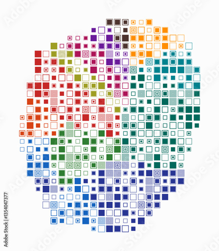 Nauru, shape of the country build of colored cells. Digital style map of the Nauru on white background. Large size square blocks. Abstract vector illustration.