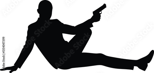 Silhouette Bodyguard Spy Man Gun