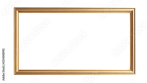 Elegant Gold Picture Frame isolated on transparent background.