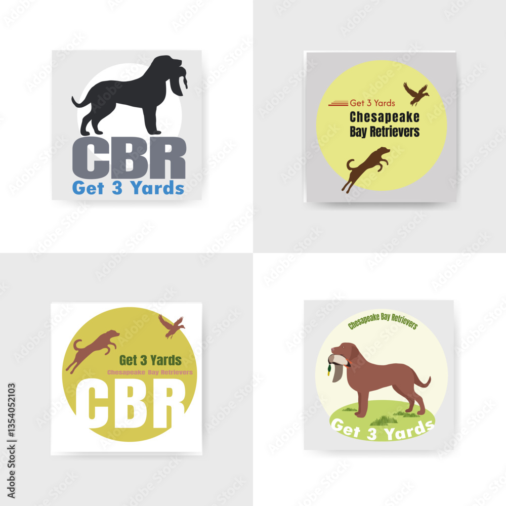 Obraz premium Set of logos for a shooting or hunting club specializing in hunting with dogs
