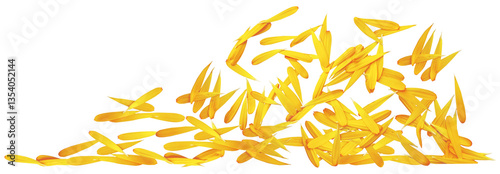 Yellow petals on a white background