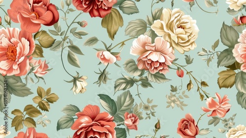 Seamless vintage floral pattern with enchanted retro flowers, perfect for wallpaper and fabric.

