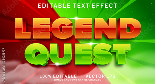  legend quest 3d vector text effect with modern style design