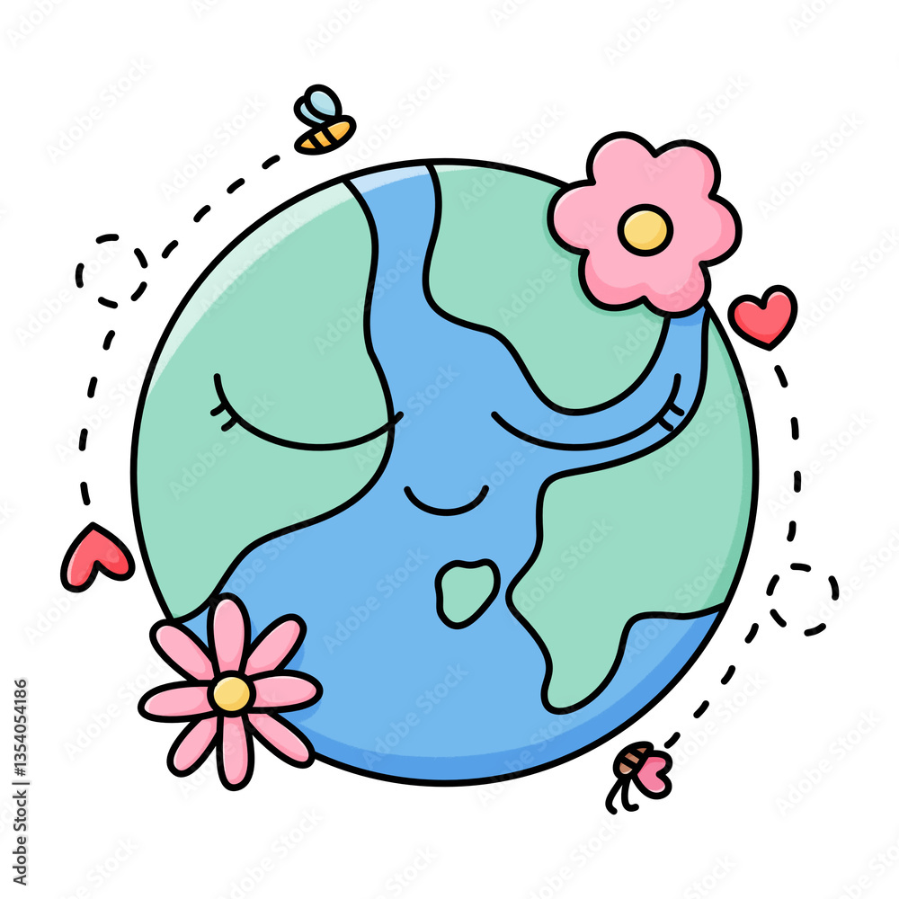 earth with flower heart bee butterfly earth with flower heart bee butterfly