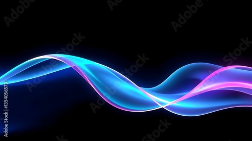 Abstract Neon Blue & Pink Wave Background