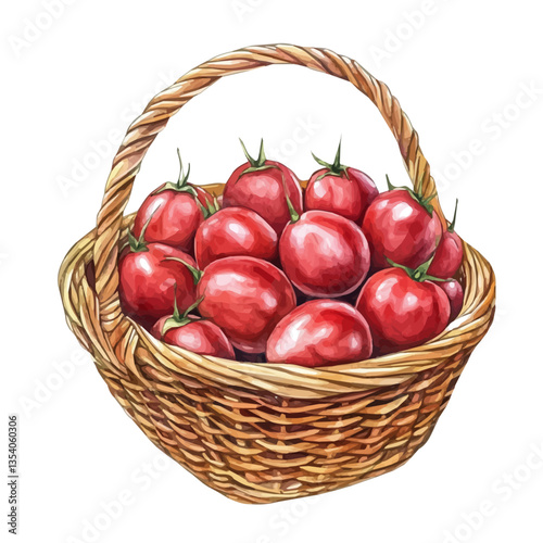 watercolor vector of Tamarillo Basket, isolated on a white background.