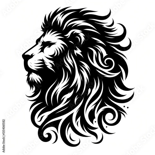 Wallpaper Mural Black tattoo on a white background with the image of a lion, tattoo Torontodigital.ca