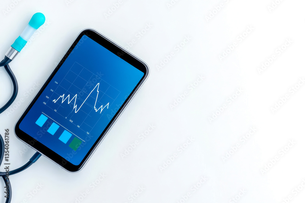 A smartphone displaying health data with a stethoscope, symbolizing the fusion of technology and healthcare. A smartphone displaying health data with a stethoscope, symbolizing the fusion of technology and healthcare.