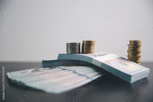 Save invest money in stock coin market, Business growth, financial strategies and banking expertise to income substantial stack of investment capitalize on trade opportunities within economy return.
