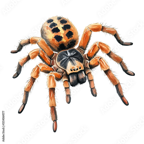 Tarantula, watercolor vector, isolated on a white background.