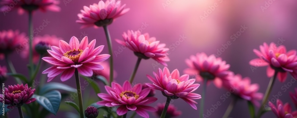 Fototapeta premium Muted pink & purple chrysanthemums, mauve smoky autumn backdrop, image, elegant