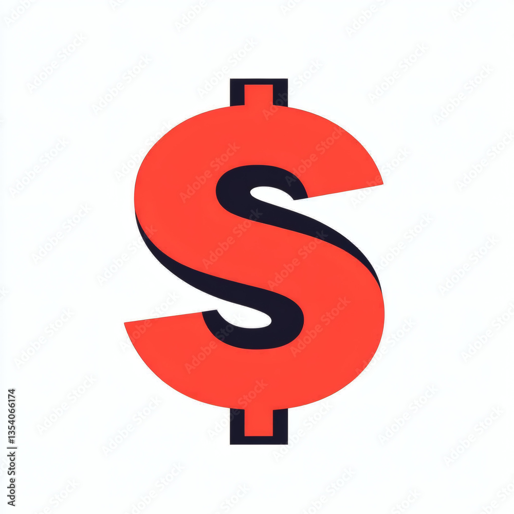 Bold dollar sign illustration in vibrant colors on a white background Bold dollar sign illustration in vibrant colors on a white background