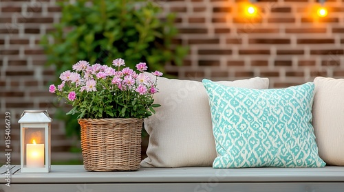 Cozy mini garden with soft lighting in charming outdoor space serene atmosphere inviting view