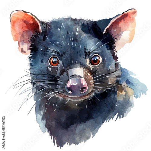 watercolor vector of Tasmanian Devil, isolated on a white background.