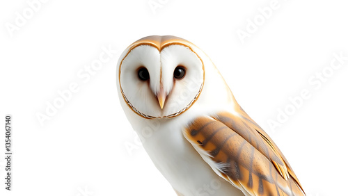Stunning Barn Owl with Beautiful Features isolated on transparent background.