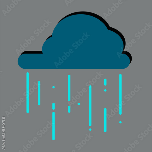 Minimalist Rain, Simplicity in Every Drop, Blue Grey Cloud, Symbol of Freshness of Rain, Modern Rain, Lines and Colors in Weather