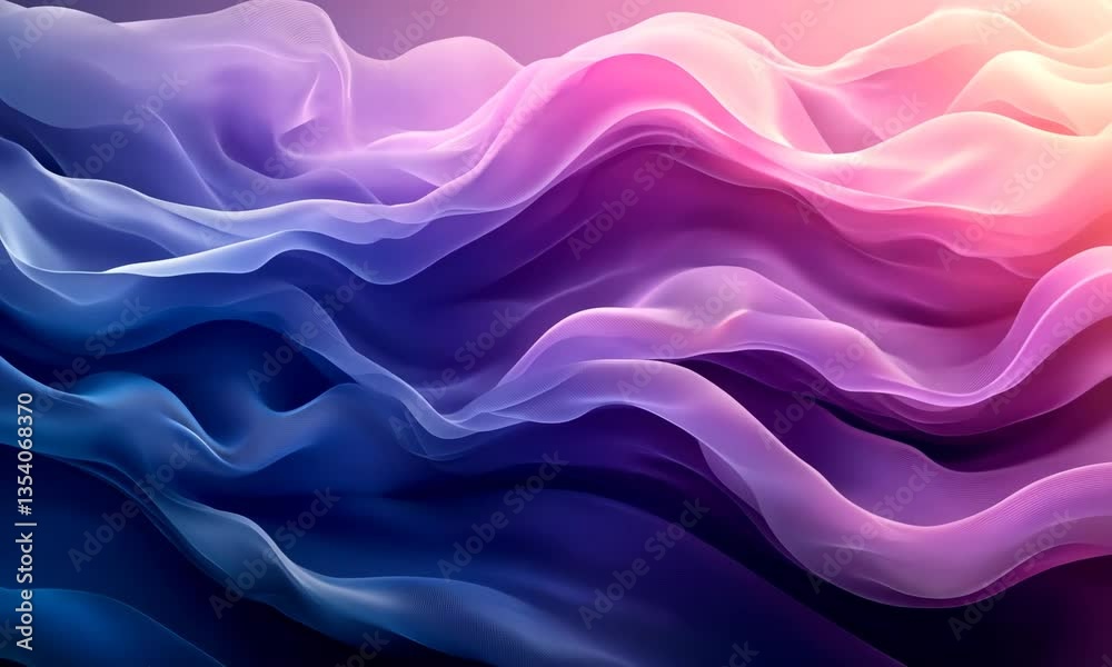 Abstract flowing gradient background with seamless waves, curves and lines motion