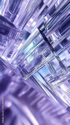 Abstract composition of various intersecting translucent crystal structures