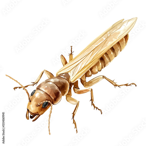 Termite, watercolor illustration, isolated on a white background.