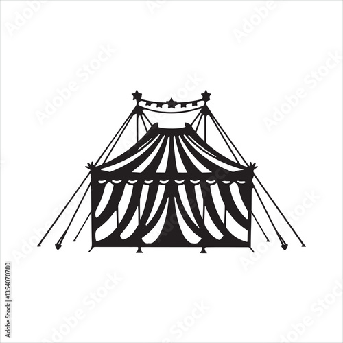 a circus tent with striped silhouette
