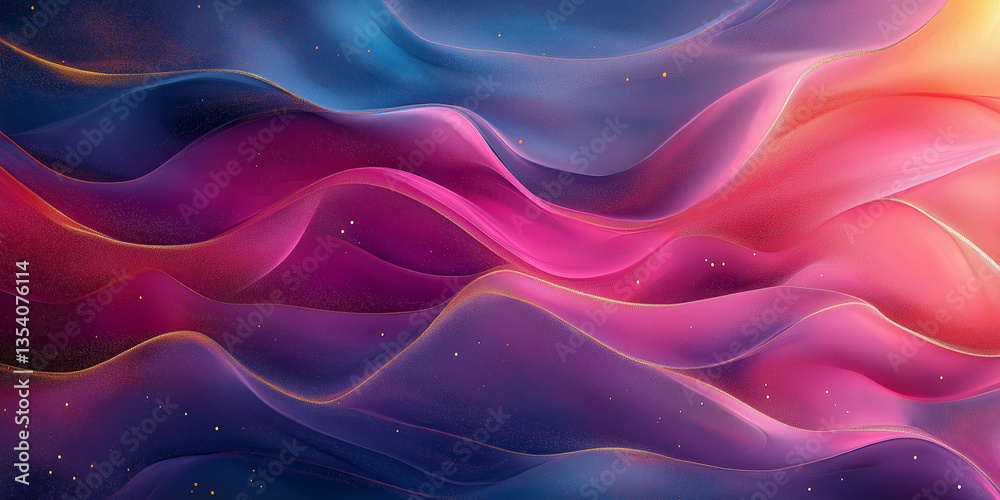 Obraz premium Alcohol Ink Background with Pink, Purple, and Blue Tones Accented by Thin Gold-Leaf Lines