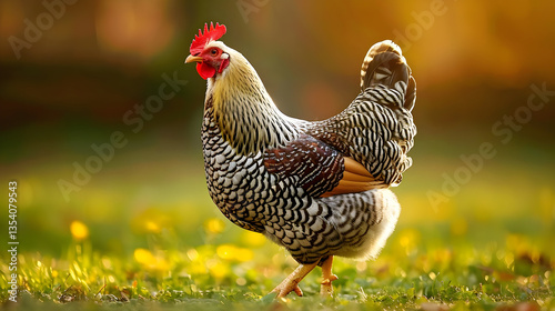 Dignified Display of a Healthy and Robust Wyandotte Chicken in Its Natural Stance
