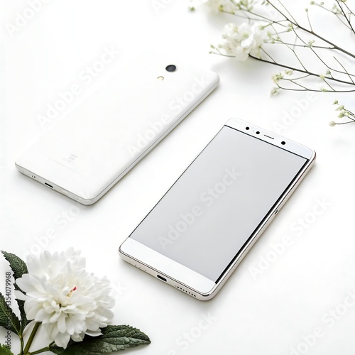 Realistic Mobile Phone on White Background – Isolated Smartphone Mockup