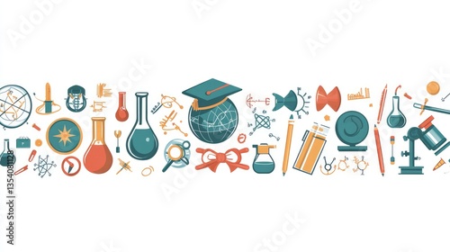 Back to School Banner Template with School Supplies Frame