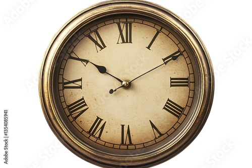 Antique clock face shows time. Could be used for business concept and deadline use