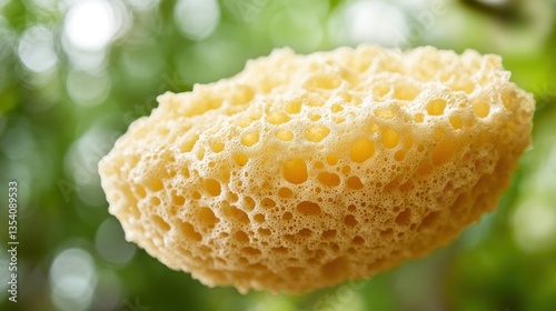 Close-up natural sponge in a forest backdrop photo